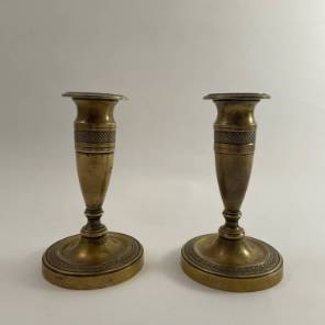 A Pair of Georgian Brass Candlesticks